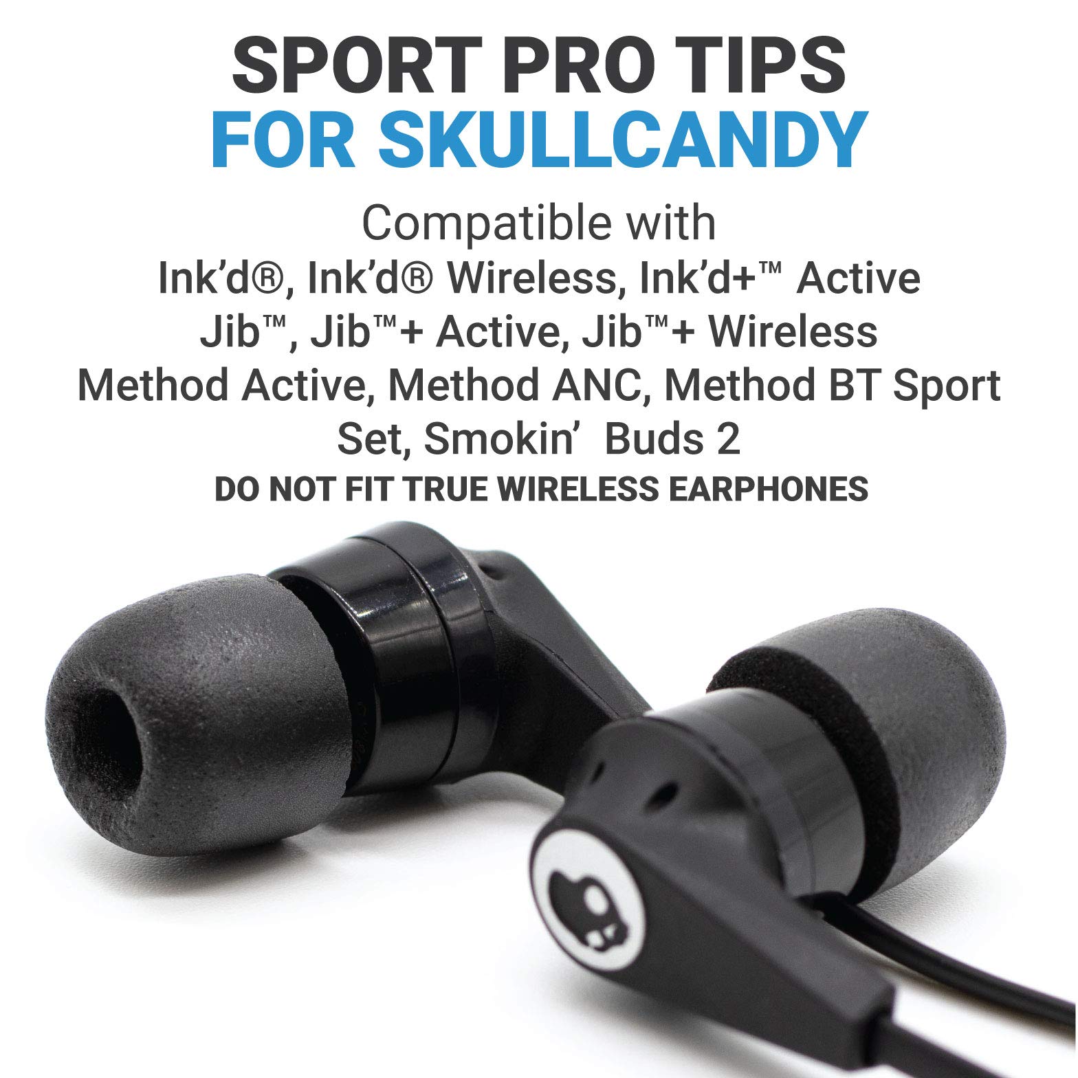 Comply Sport Pro SmartCore for Skullcandy Wired Earphones (Medium, 3 Pairs), Black (19-00512-11)