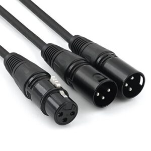 disino xlr splitter cable, 3 pin xlr female to dual xlr male patch y cable balanced microphone splitter cord audio adaptor- 5 feet