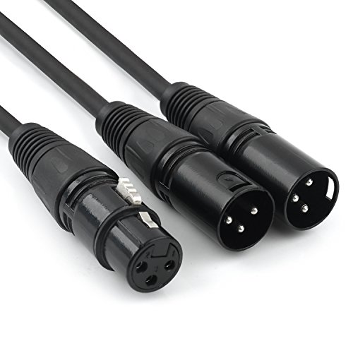 Disino XLR Splitter Cable, 3 Pin XLR Female to Dual XLR Male Patch Y Cable Balanced Microphone Splitter Cord Audio Adaptor- 5 Feet