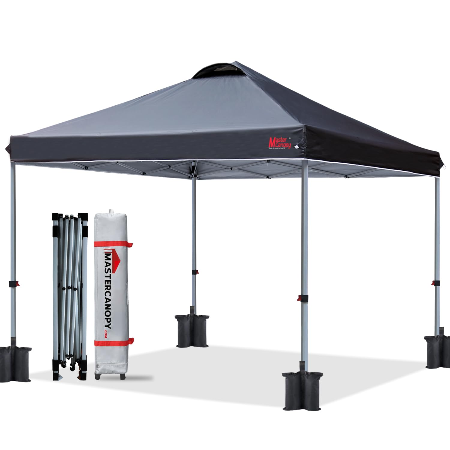 MASTERCANOPY Durable Pop-up Canopy Tent with Roller Bag (Black)