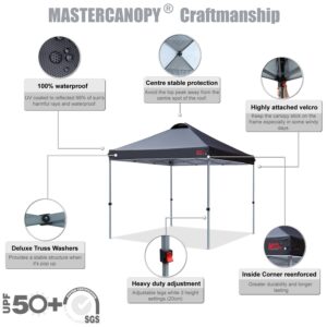 MASTERCANOPY Durable Pop-up Canopy Tent with Roller Bag (Black)