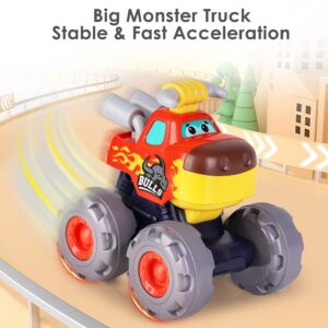 iPlay, iLearn Toddler Monster Truck Toys, Baby Cars for 1 2 3 Year Old Boy, BigWheels Play Vehicles, Pull Back, Friction Powered, Push Go Animal Car, Cool Birthday Gifts for 12 18 24 Month Kids Girls