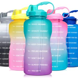 Venture Pal 64 OZ Water Bottle with Motivational Time Marker & Straw - Leakproof BPA Free Reusable Flip Top Water Bottle for Sports and Fitness Enthusiasts