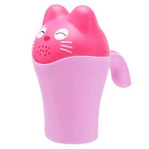 cabilock fashion creative baby shower water cup adorable shower shampoo cup bath wash cups shampoo rinser with handle (pink)