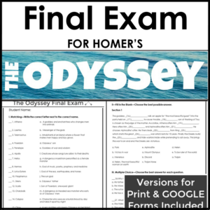 final exam for the odyssey - test and answer key with a version in google forms - perfect for print and online classrooms