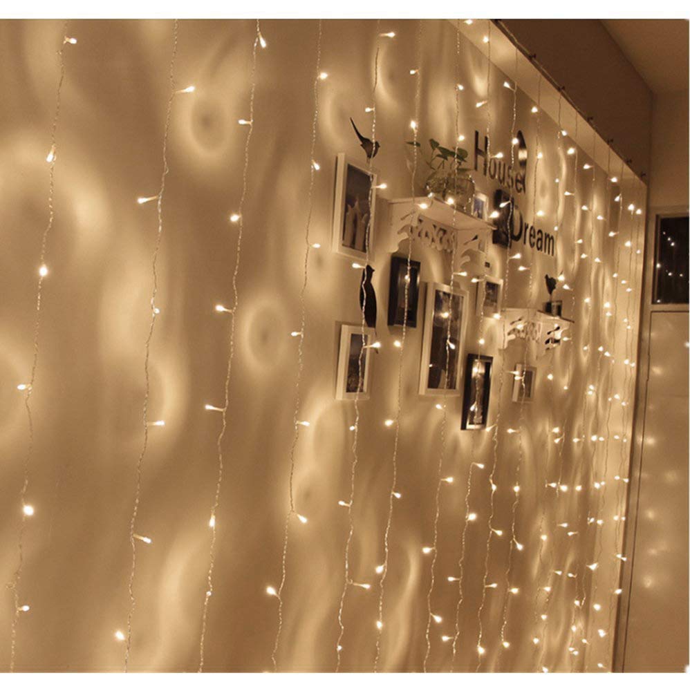 Christmas LED Curtain Lights - ilikable IP44 300LED 9.8*6.6FT Waterproof Indoor and Outdoor Fairy Twinkle String Lights USB-Powered UL588 Approved Decoration for Wedding Party Home Garden Bedroom Wall