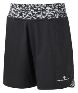 ronhill womens life 7" unlined short, black/mono mushroom, 8