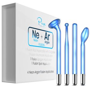 4-piece fusion wand acessory set for nuderma wands - nuderma not included - neon & argon fusion glass applicators for nuderma – high frequency upgraded fusion wand set compatible with nuderma systems