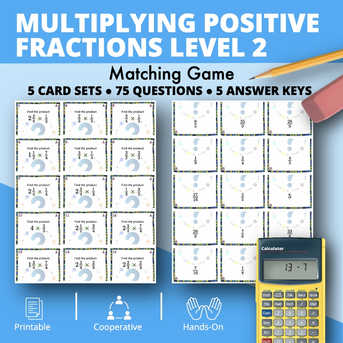 Multiplying Fractions Level 2 Matching Game