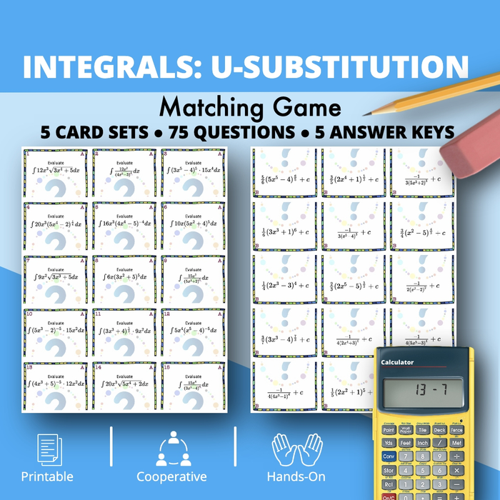 Calculus Integrals: U-substitution Matching Game