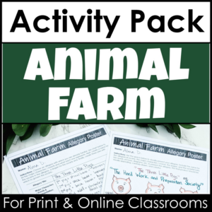 chapter activities for animal farm - discussions, allegory, satire chart, rebellion timeline, vocabulary and more - with google links for print and online classrooms