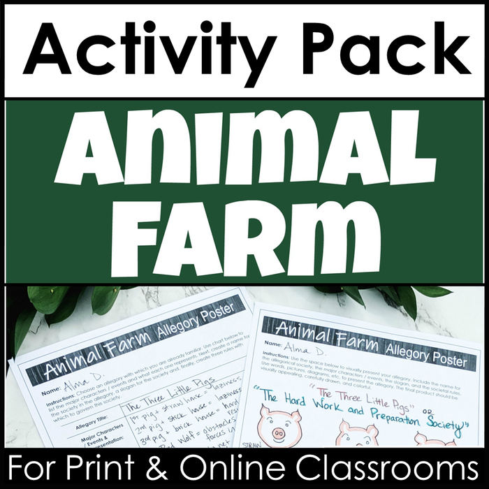 Chapter Activities for Animal Farm - Discussions, Allegory, Satire Chart, Rebellion Timeline, Vocabulary and More - With Google Links for Print and Online Classrooms