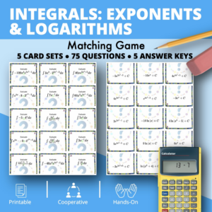 calculus integrals: exponents and logs matching game