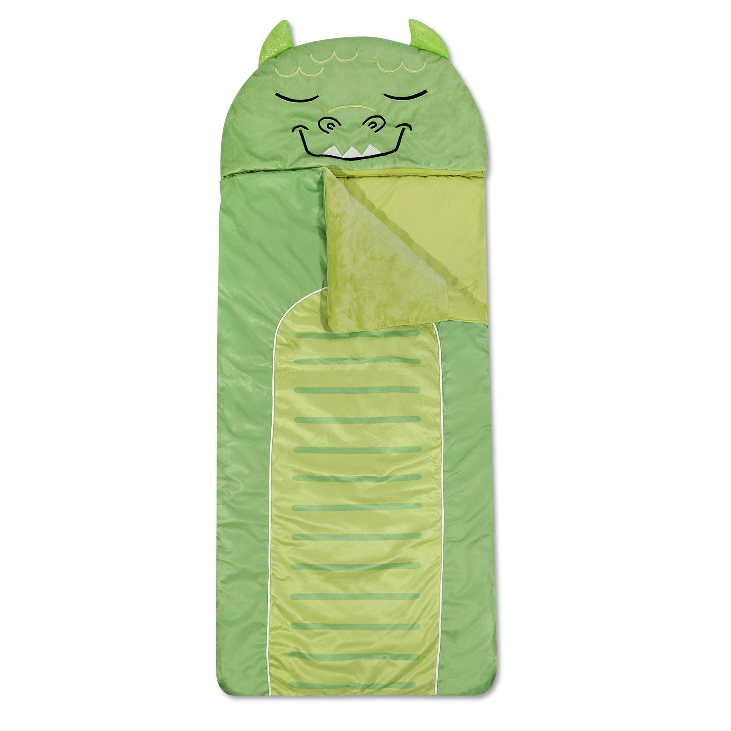 Heritage Kids Monster Plush Hooded Sleeping Bag, 64" L x 25" W, Green