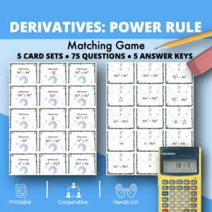 calculus derivatives: power rules matching game