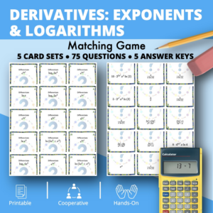 calculus derivatives: exponents and logs matching game