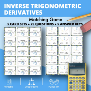 calculus derivatives: inverse trigonometric matching game