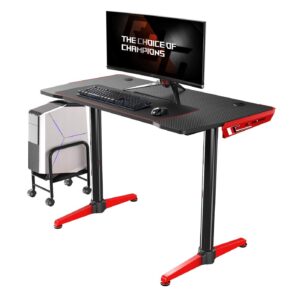 it's_organized ergonomic gaming desk, 44 inch small pc computer desk, corner gaming table gamer workstation for boy, red