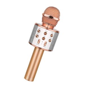 huxspoo wireless bluetooth karaoke microphone,rechargeable kids microphone karaoke machine - best gifts for kids adults (rose gold)