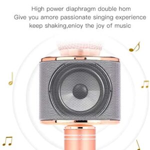 huxspoo Wireless Bluetooth Karaoke Microphone,Rechargeable Kids Microphone Karaoke Machine - Best Gifts for Kids Adults (Rose Gold)