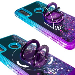 Silverback Alcatel 3V 2019 Case, Moving Liquid Holographic Sparkle Glitter Case with Kickstand, Bling Diamond Bumper Ring Slim Protective Alcatel 3V 2019 Case for Girls Women -Purple