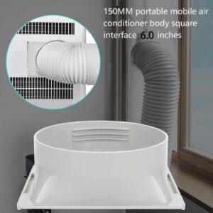 5.91'' Portable Air Conditioner Window Adapter Exhaust Hose Connector Tube Connector Air Hood Baffle Plate Mobile air Conditioning Accessories (5.91'' (150mm) Square mouth white)