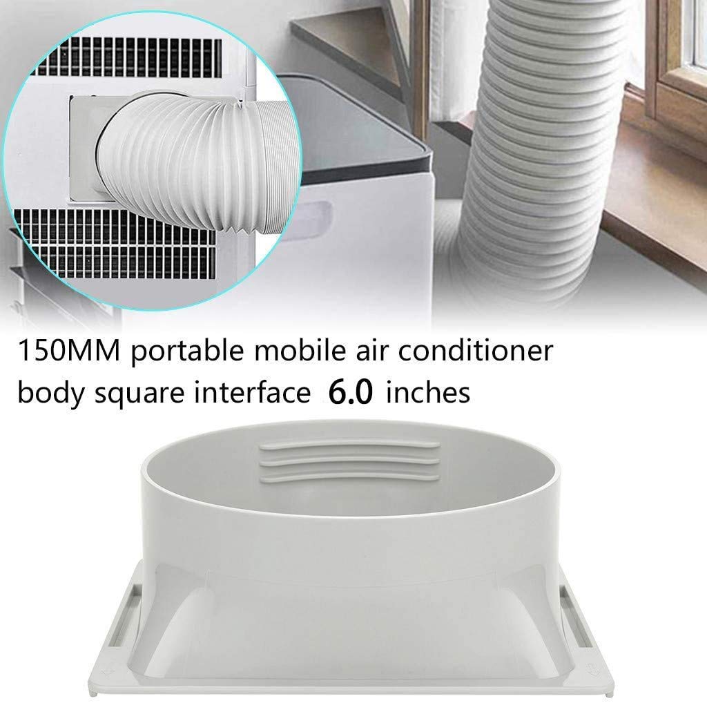 5.91'' Portable Air Conditioner Window Adapter Exhaust Hose Connector Tube Connector Air Hood Baffle Plate Mobile air Conditioning Accessories (5.91'' (150mm) Square mouth white)