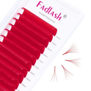 eyelash extension d curl 15-20mm easy fan volume lashes 0.07mm mixed tray red easy fan lash extensions colorful self fanning lashes (red 0.07-d, 15~20mm mix)