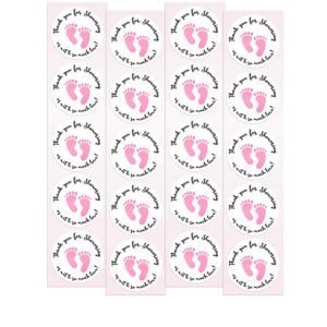 Baby Shower Stickers | 50 Pack | Pink 1.5" Inch Round - Thank You For Showering Us With So Much Love - Perfect For Shower Favors, Thank You Cards, Announcements Baby Girl Pink