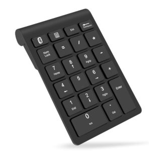 foloda bluetooth wireless number pads, numeric keypad 22 keys portable financial accounting 10 keys number keyboard extensions for laptop, pc, desktop, surface pro, notebook