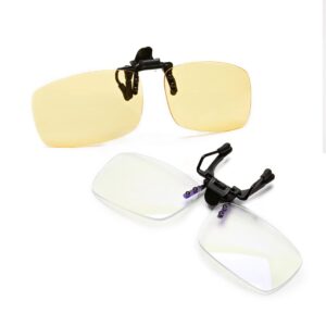 riwissipa clip on blue light blocking glasses anti blue light filter computer gaming glasses eye protection for unisex (day & night, regular)