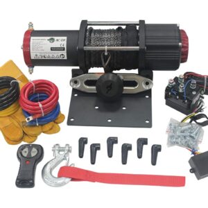 AC-DK 5500lb. Electric Synthetic Rope ATV Winch Kits, 12V Winch for Towing ATV/UTV Off Road Trailer, IP67 Waterproof Winch with Wireless Remote Control Mounting Bracket(5500 lbs Winch)