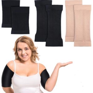 2 pair arm sleeves for plus size women, slim upper arm compression shapers wraps, 1 pair calf compression sleeves included