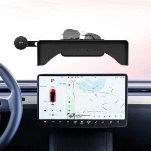 topfit tesla model 3 y monitor magnetic phone mount and sunglasses case fixed clip safety car cell phone holder stand for tesla accessories