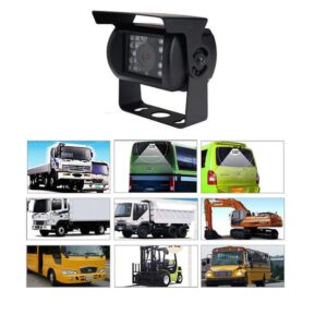 Vehicle Backup Camera and 9 inch Screen Monitor Kit + IR Night Vision Reverse Rear View Parking Camera System with 4 Pin 15m Cable for Bus RV Truck Trailer Camper Motorhome