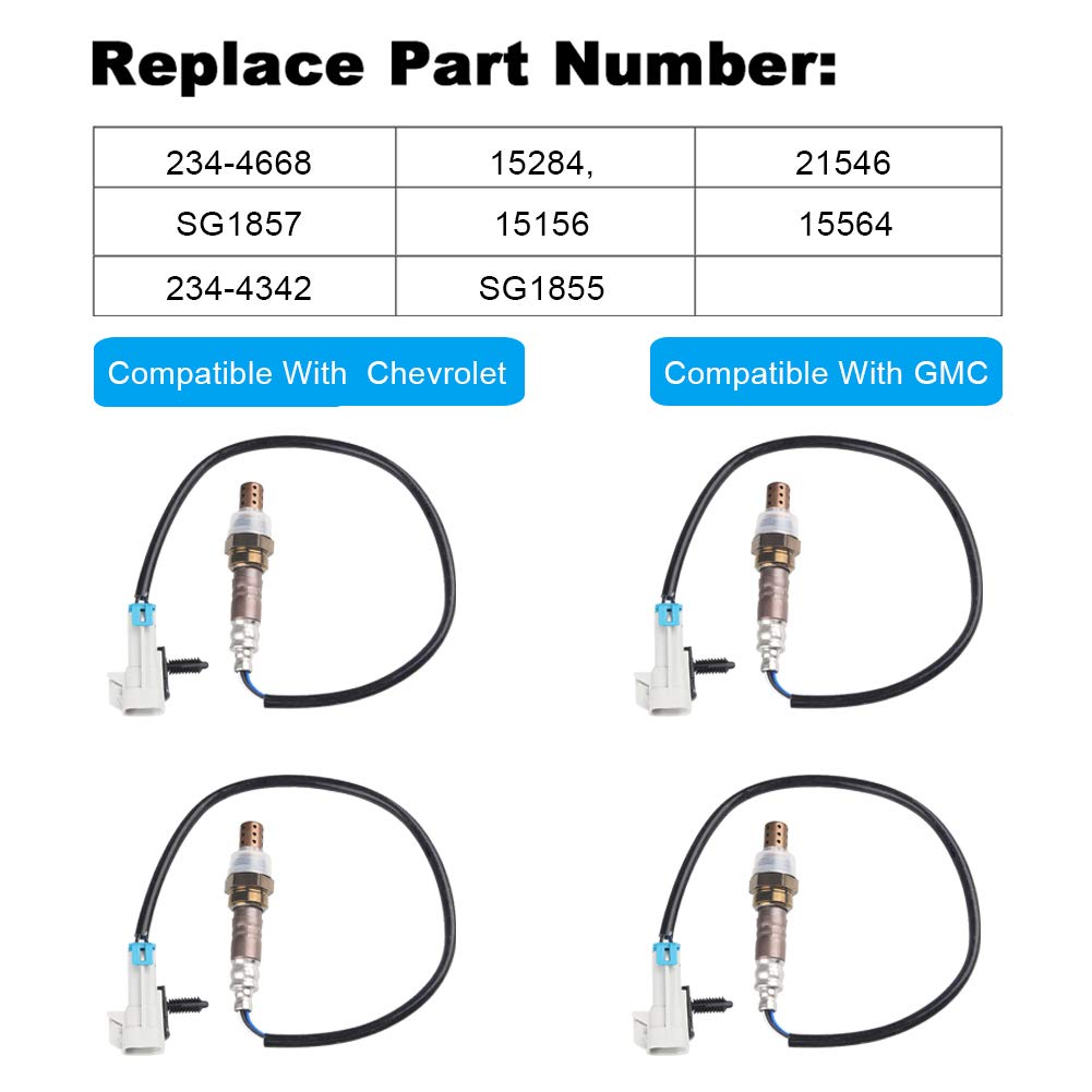 JDMON Compatible with O2 Oxygen Sensor Upstream & Downstream Chevrolet GMC Silverado 1500 /Tahoe 5.3L, Sierra 1500/Yukon 2003 2004 2005,Replaces 21546, SG1857,234-4668,15284, Set of 4