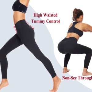 High Waisted Leggings for Women-Womens Black Seamless Workout Leggings Running Tummy Control Yoga Pants(S-M)