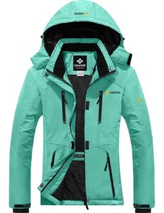 gemyse women's mountain waterproof ski snow jacket warm winter windproof raincoat with detachable hood(lake blue-6,large)