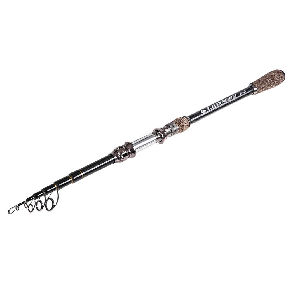 Telescopic Fishing Pole Portable Sea Fishing Rod Stylish Fishing Gear for Freshwater Saltwater Fishing Outdoor - 1.8m (Black)