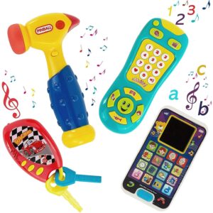 wala - learning music playset bundle smartphone with car keys remote tv control and hammer - pretend n play with storage bag