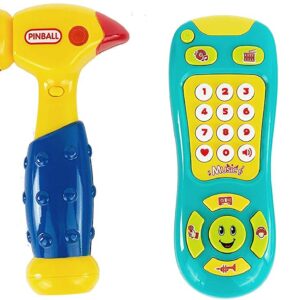 WALA - Learning Music Playset Bundle Smartphone with Car Keys Remote TV Control and Hammer - Pretend N Play with Storage Bag