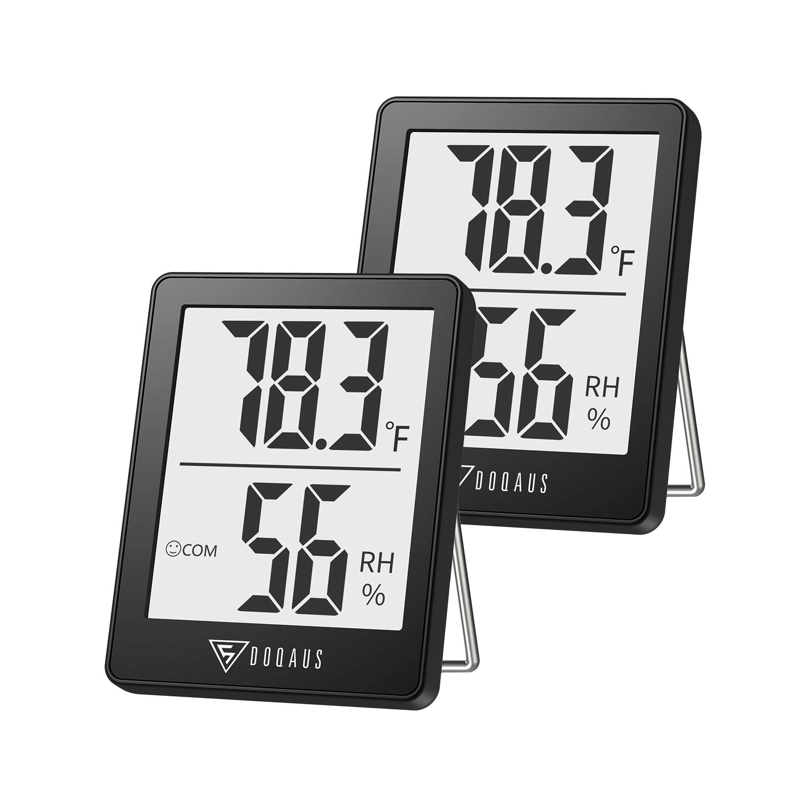 DOQAUS Digital Hygrometer, 2 Pack Indoor Thermometer, Humidity Meter with 5s Fast Refresh, Temperature Humidity Monitor Meter for Baby Room, Living Room, Basement, Greenhouse, Office, Humidors