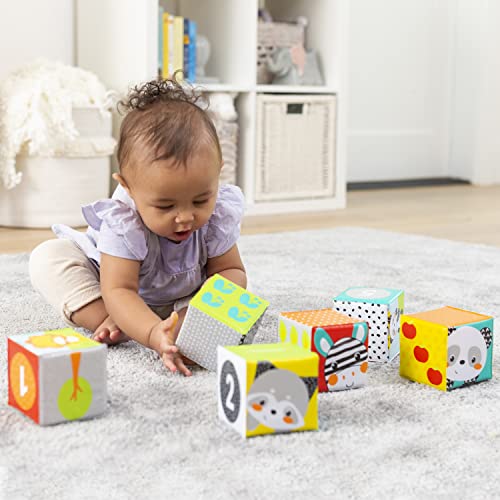 Infantino Colors & Numbers Bath Blocks - 6 Soft Blocks for Bath or Playtime, Adorable Animals, Numbers, Colors and Patterns, Fun to Stack, Toss, Grasp and Learn, for Babies and Toddlers, 0M+