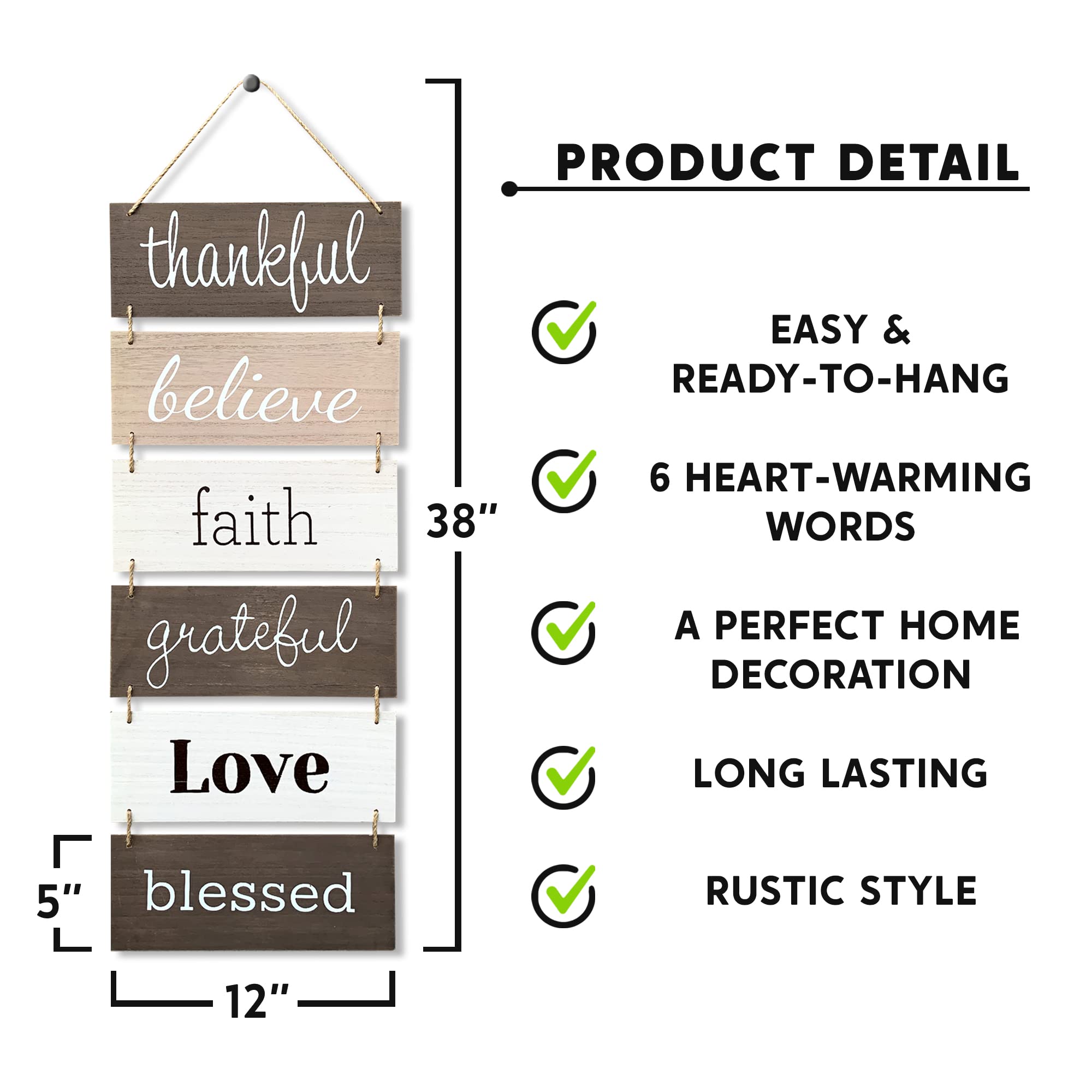 Hanging Wall Decor Sign - Welcome Vertical Wall Art Decorations, Rustic Home Farmhouse Decor Living Room, Bedroom, Bathroom, Family, Dining, and Kitchen, Signs for House, Rustic Decorations for Home