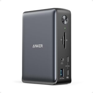 anker docking station, anker 575 usb-c docking station (13-in-1), triple display, 4k hdmi, 10 gbps usb-c and 5 gbps usb-a data, 85w charging for laptop, 18w charging for phone, ethernet, audio, sd 3.0