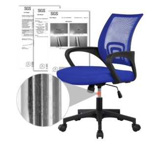 Yaheetech Office Computer Desk Chair Swivel Rolling, Cute Task Chair Ergonomic Conference Room, Mesh Work Study Chair Basic Comfy Desktop Chair with Wheels Arms, Blue