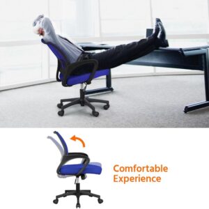 Yaheetech Office Computer Desk Chair Swivel Rolling, Cute Task Chair Ergonomic Conference Room, Mesh Work Study Chair Basic Comfy Desktop Chair with Wheels Arms, Blue