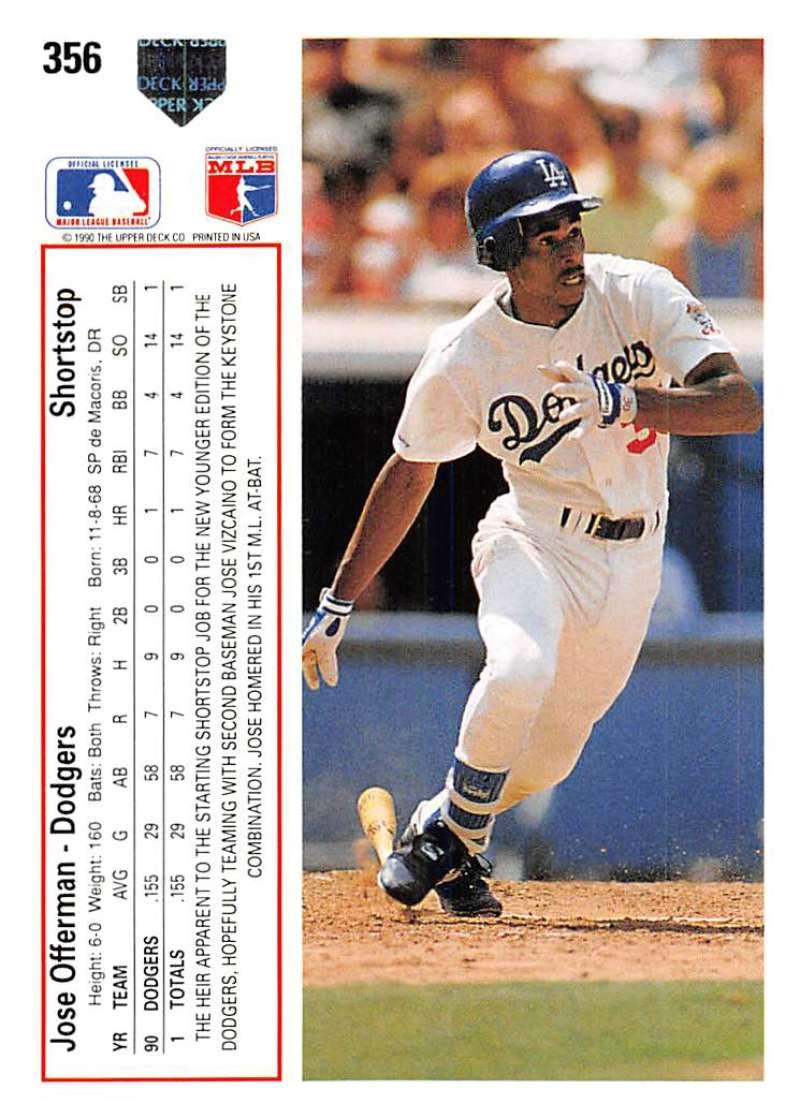 1991 Upper Deck #356 Jose Offerman NM-MT Los Angeles Dodgers Baseball Los Angeles Dodgers