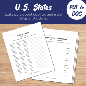 u.s. state worksheets