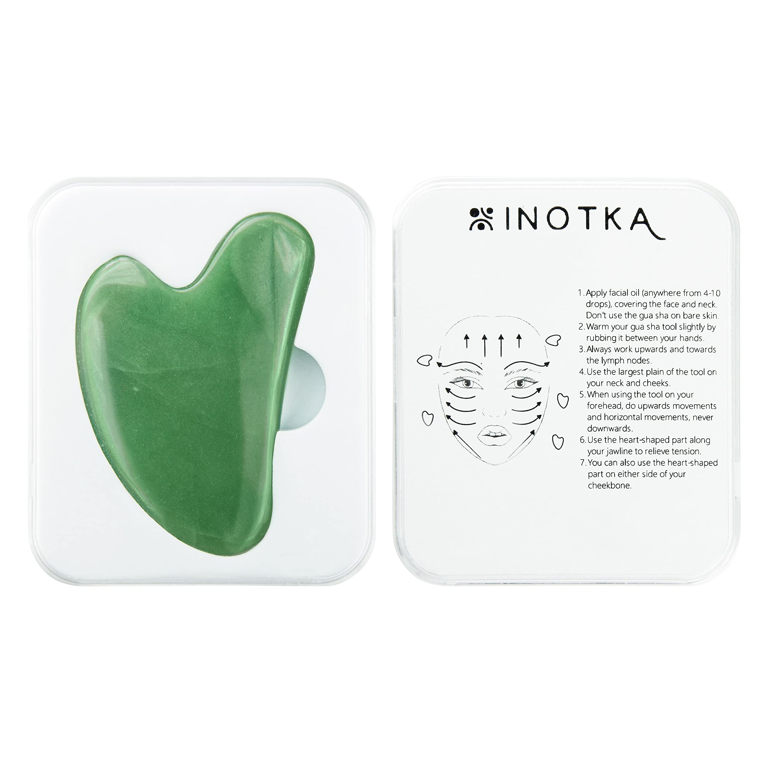 INOTKA Jade Gua Sha Massage Tool for Facial and Body Massage,Green Aventurine, Gua Sha Stones and Lymphatic Drainage Tool